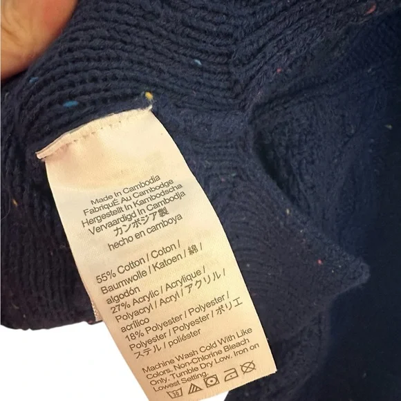 J. Crew Donegal Cable Knit Crew Nevk Sweater Navy XL - Picture 9 of 12